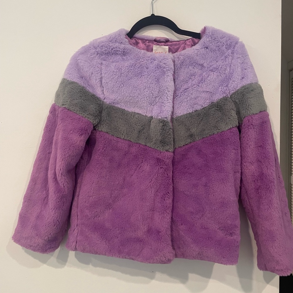 Cat & Jack Purple and Gray Faux Fur Jacket